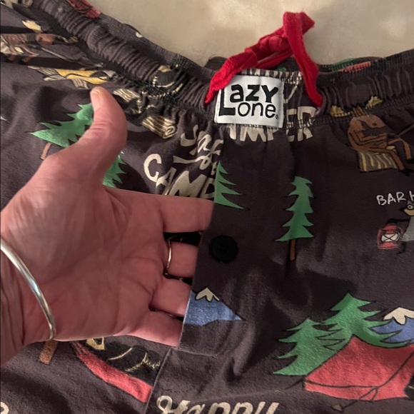 LAZY ONE 🏕️🐻🌲 HAPPY CAMPER COTTON ELASTIC TIE WAIST BEAR/MOOSE PAJAMA PANTS XL - Picture 6 of 9